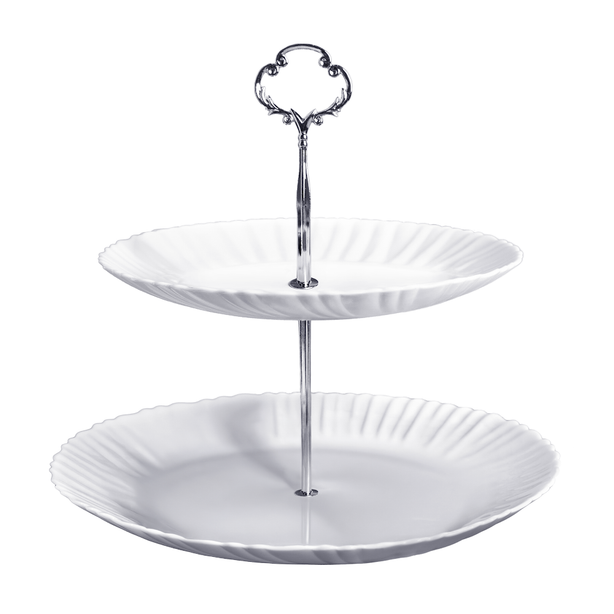 La Gourmet Pearl Luxe 2 Tier Cake Stand - White