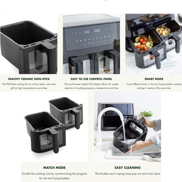 GreenPan Bistro Collection Dual Zone Airfryer + GreenPan Melamine Sponge + Random Harvest Mini Me BBQ Gift Pack