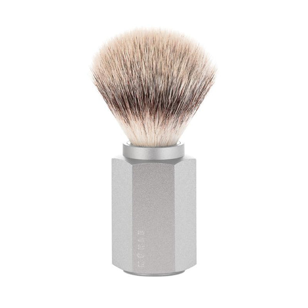MUHLE Hexagon Anodised Aluminum Pure Silvertip Fibre® Shaving Brush