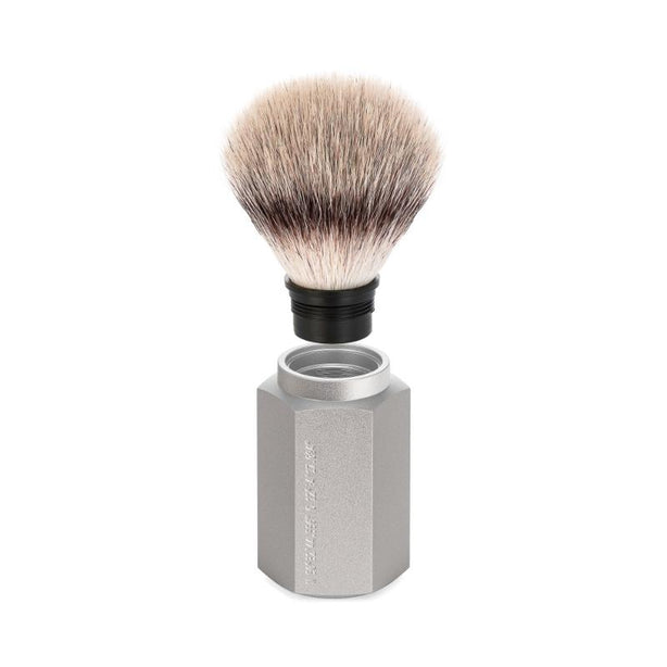MUHLE Hexagon Anodised Aluminum Pure Silvertip Fibre® Shaving Brush
