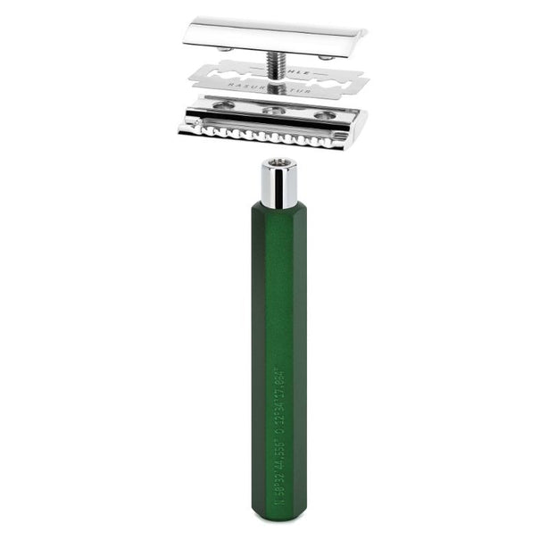 MUHLE Hexagon Forest Shaving Set with Safety Razor & Silvertip Badger Shaving Brush