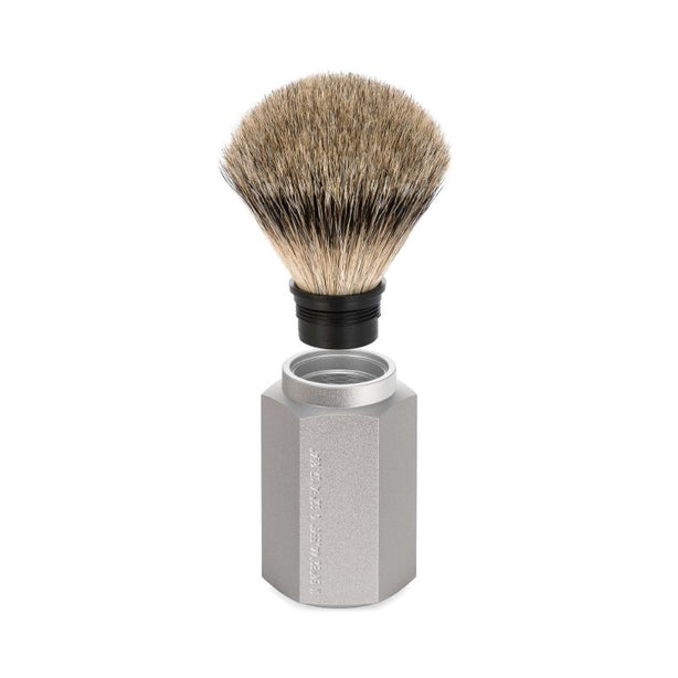 MUHLE Hexagon Anodised Aluminum Pure Silvertip Badger Shaving Brush