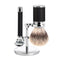 MUHLE Traditional, Chrome-plated Metal Black, Shaving Set - Safety Razor, Silvertip Fibre® Shaving Brush