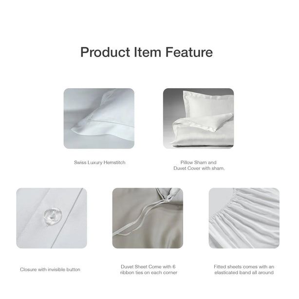 Bellami Heirloom 1200TC Tencel Bedding Set Hemstitch Luxury Cooling Bedsheets