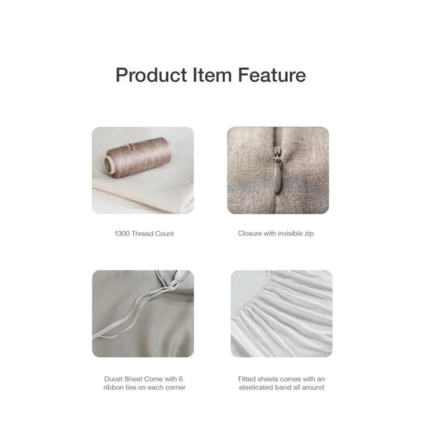 Bellami Heirloom Basic Solid 2.0 1300TC Tencel Organic Cotton Bedding Set