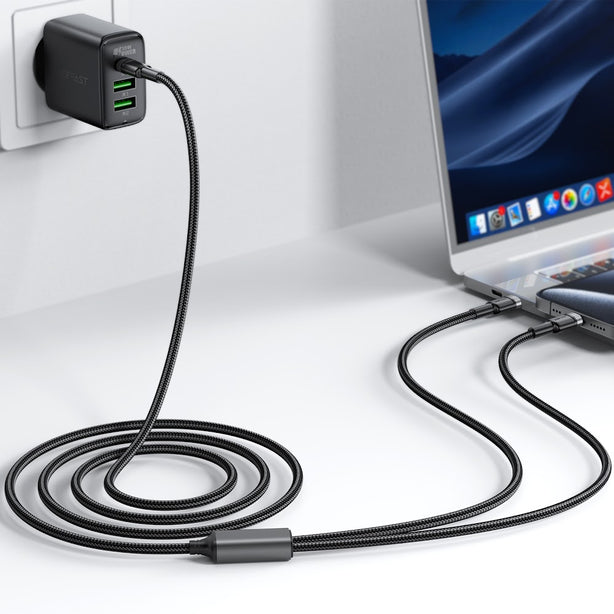 Acefast C22-02 USB-C to 2*USB-C 100W Aluminum Alloy Charging Data Cable - Black