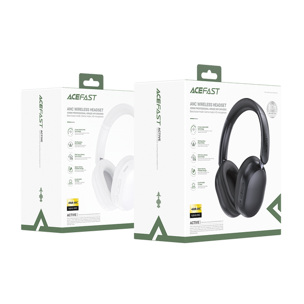 Acefast H12 Hybrid Active Noise Cancelling Wireless Headset - Black