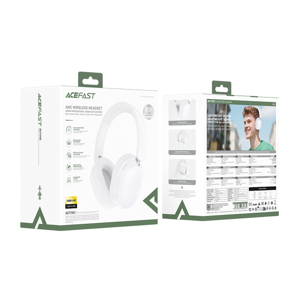Acefast H12 Hybrid Active Noise Cancelling Wireless Headset - Black