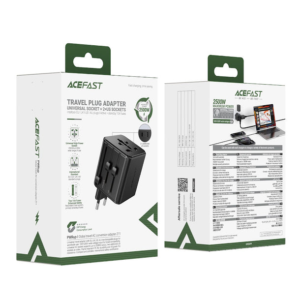 Acefast Z11 Global Travel AC Conversion Adapter - Black