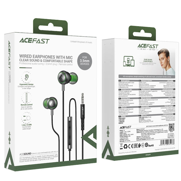 Acefast L4 3.5mm In-Ear Wired Earphones With Mic - Black