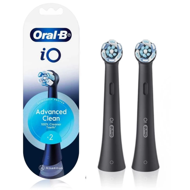 Oral-B iO Advance Clean Toothbrush Heads, Black, Pack of 2 Counts