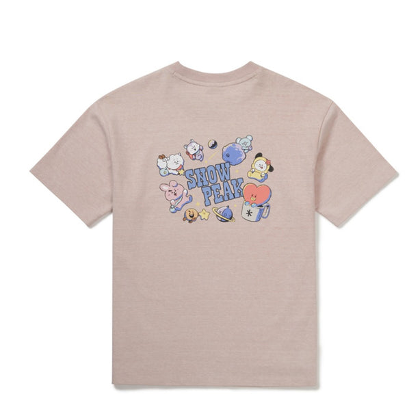 BT21 Women Graphic Short Sleeve T-Shirt Light Pink(International Shipping)