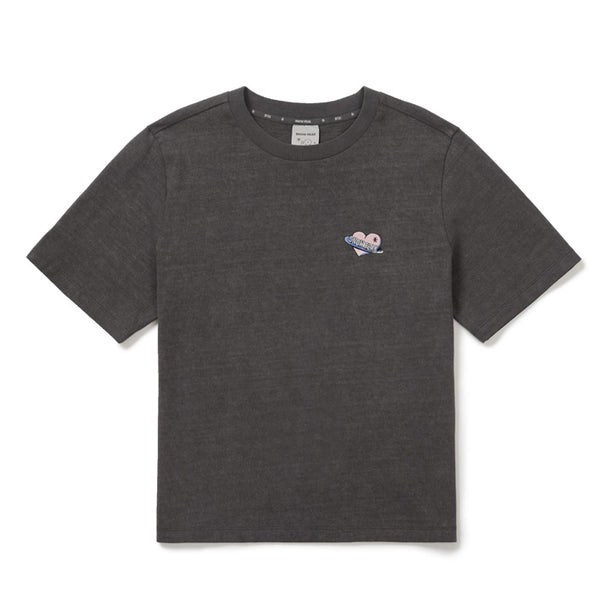 BT21 Women Semi Crop Short Sleeve T-Shirt Dark Charcoal(International Shipping)