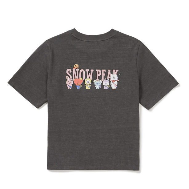 BT21 Women Semi Crop Short Sleeve T-Shirt Dark Charcoal(International Shipping)