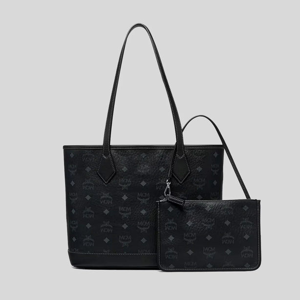 MCM Small Liz Shopper in Visetos Black RS-MWPGSLR03BK001