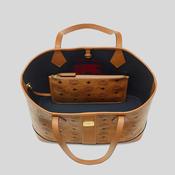 MCM Small Liz Shopper in Visetos Cognac RS-MWPGSLR03CO001