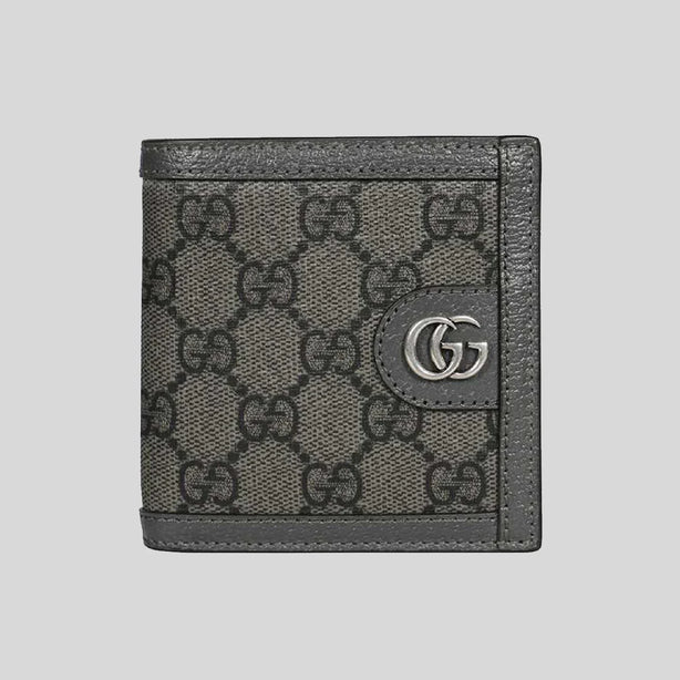 GUCCI Ophidia GG Supreme Print Bi-Fold Wallet Grey RS-732016