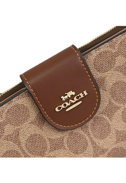 Coach Phone Wallet In Signature Canvas - Tan/Brown