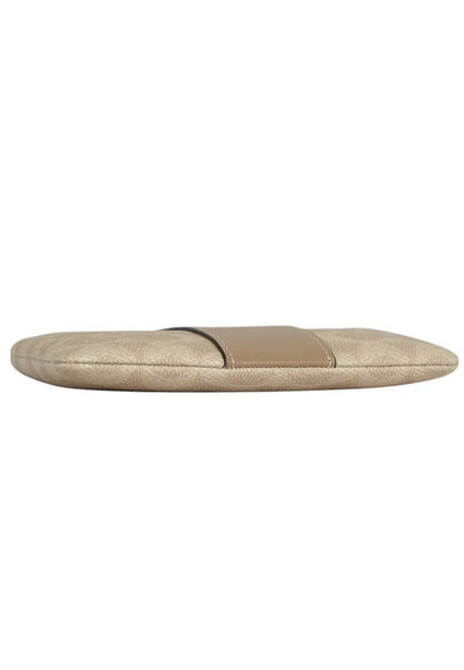 Coach Corner Zip Wristlet In Signature Canvas With Stripe - Sand Taupe