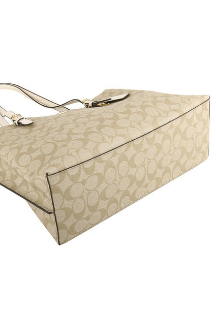 Coach Mollie Tote In Signature Canvas - Light Brown/White