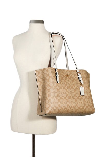 Coach Mollie Tote In Signature Canvas - Light Brown/White