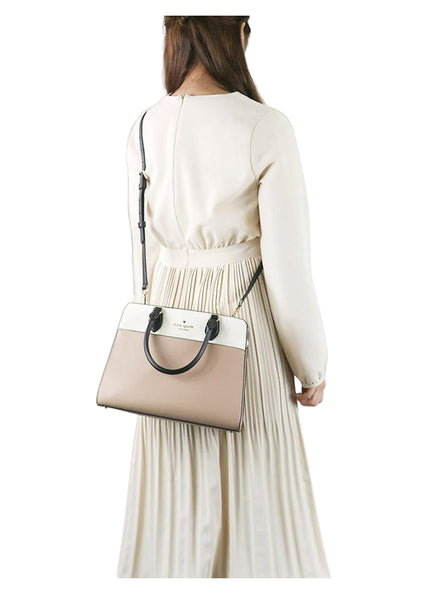Kate Spade Madison Colorblock Saffiano Leather Medium Satchel Toasted - Warm Beige