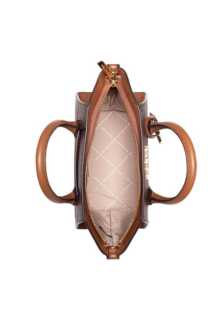 Michael Kors Avril Small Leather Top-Zip Satchel - Brown
