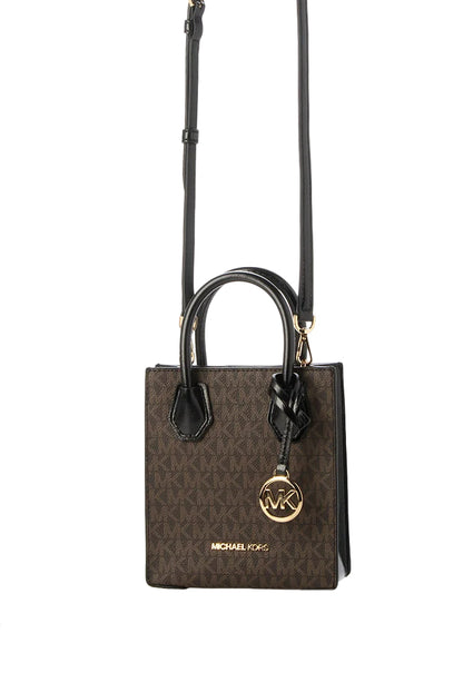 Michael Kors Mercer Extra-Small Signature Logo Crossbody Bag - Brown/Black
