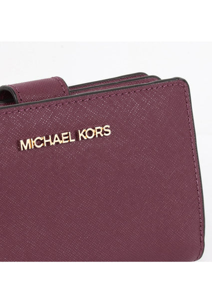 Michael Kors Jet Set Travel Medium Bifold Zip Coin Wallet - Oxblood