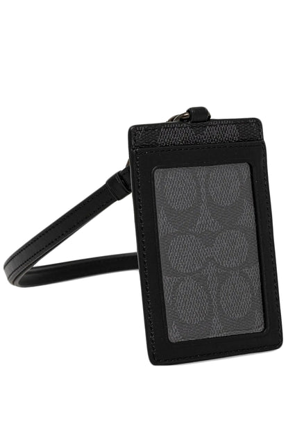Coach Mens ID Lanyard In Signature Canvas - Charcoal