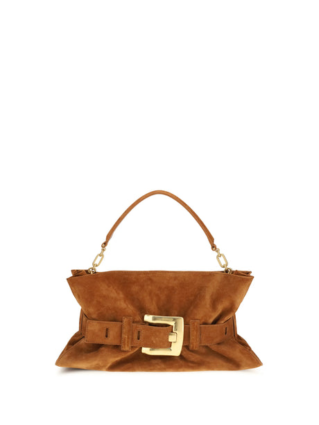 Balmain Medium Anthem Bag in suede calfskin - 8df Caramel