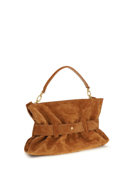 Balmain Medium Anthem Bag in suede calfskin - 8df Caramel