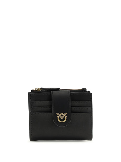 Pinko Wallet with logo - Black-Antique Gold