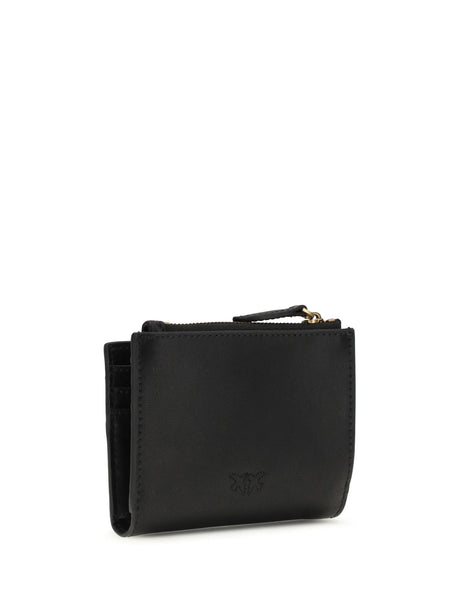 Pinko Wallet with logo - Black-Antique Gold