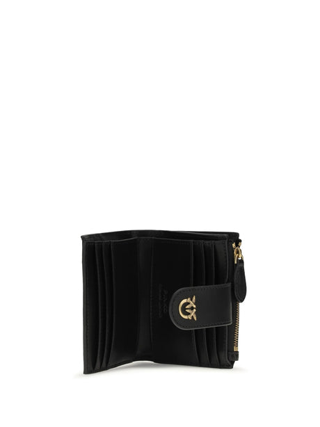 Pinko Wallet with logo - Black-Antique Gold