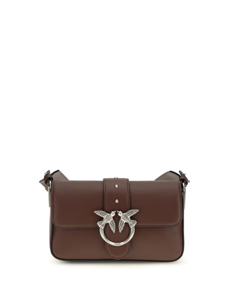 Pinko Mini Love Shoulder Bag - Burgundy Wine-Old Silver