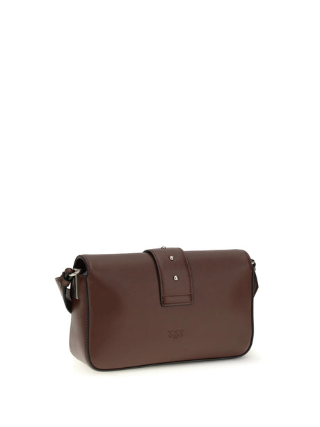 Pinko Mini Love Shoulder Bag - Burgundy Wine-Old Silver