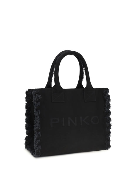Pinko Canvas Tote Bag - Black Limousine