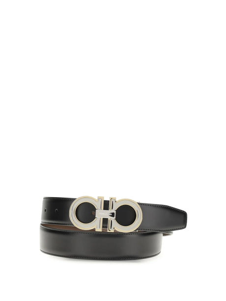 Ferragamo Reversible and adjustable Gancini Belt - Black