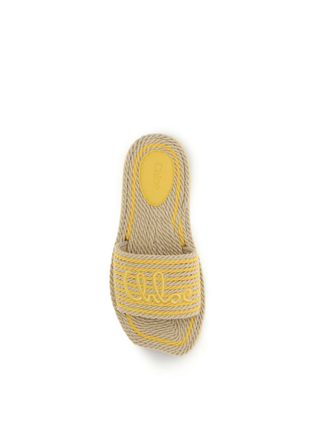 Chloé Raffia Sandals - Honey Gold