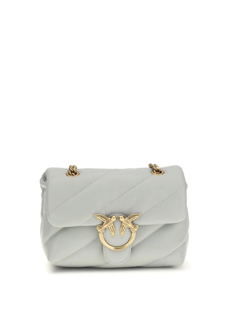 Pinko Love Mini Puff Shoulder Bag - Grey Pearl-Antique Gold