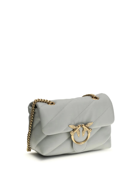Pinko Love Mini Puff Shoulder Bag - Grey Pearl-Antique Gold