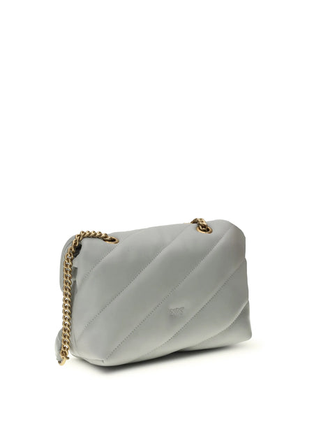 Pinko Love Mini Puff Shoulder Bag - Grey Pearl-Antique Gold
