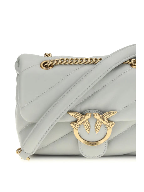 Pinko Love Mini Puff Shoulder Bag - Grey Pearl-Antique Gold