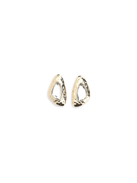 Self-Portrait Golden Hammered Crystal Earrings