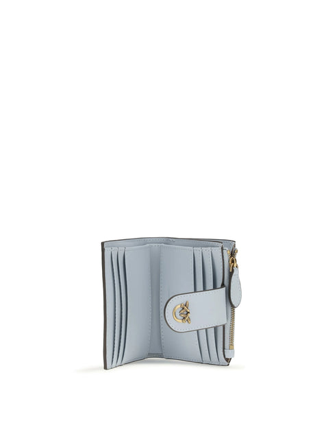 Pinko Wallet with logo - Light Blue Sky Blue-Antique Gold