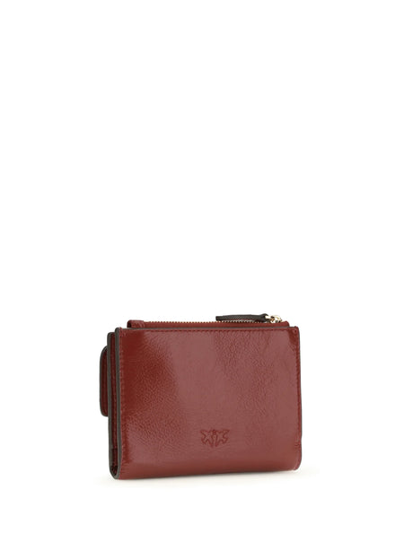 Pinko Leather Wallet - Red Dark-Gold Mordore'