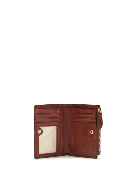 Pinko Leather Wallet - Red Dark-Gold Mordore'