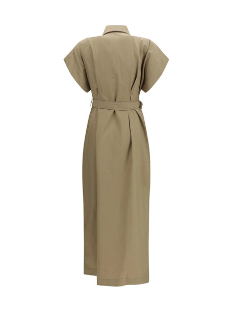 Brunello Cucinelli Pocket belted midi Dress - Earth Brown