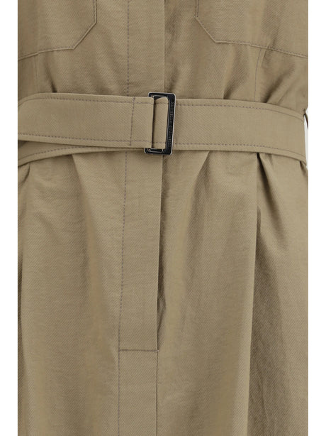 Brunello Cucinelli Pocket belted midi Dress - Earth Brown